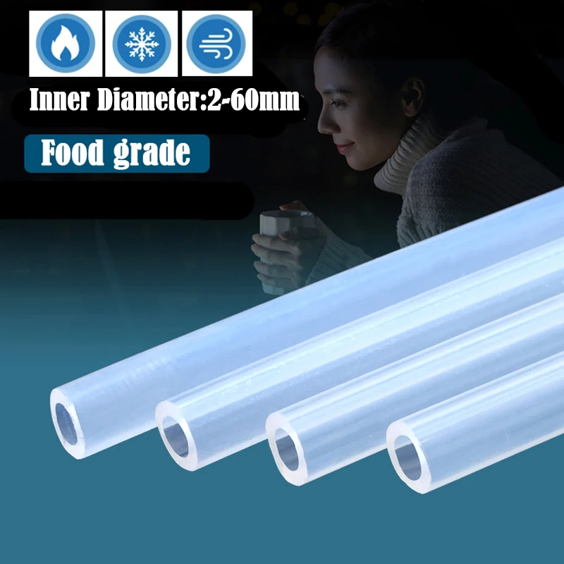 1M/Lot Inner Diameter 2~60mm Food Grade Transparent Silicone Hose Heat Resistant Drinking Water Pipe