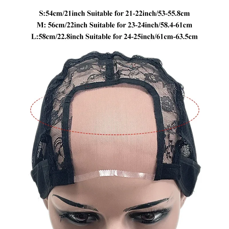 1pc 3.5X3 Inch U Part Lace Wig Cap for Making Wigs Adjustable Straps on Back Hairnets Keep Wig in Place