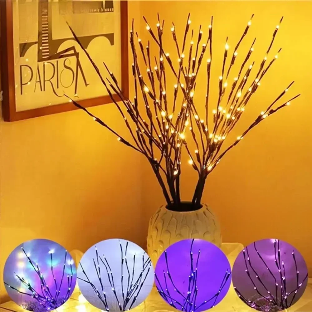 LED White Birch Branch Lights 20LED Battery Operated Fairy Twig Lamp for Christmas Wedding Home Party Table Decoration