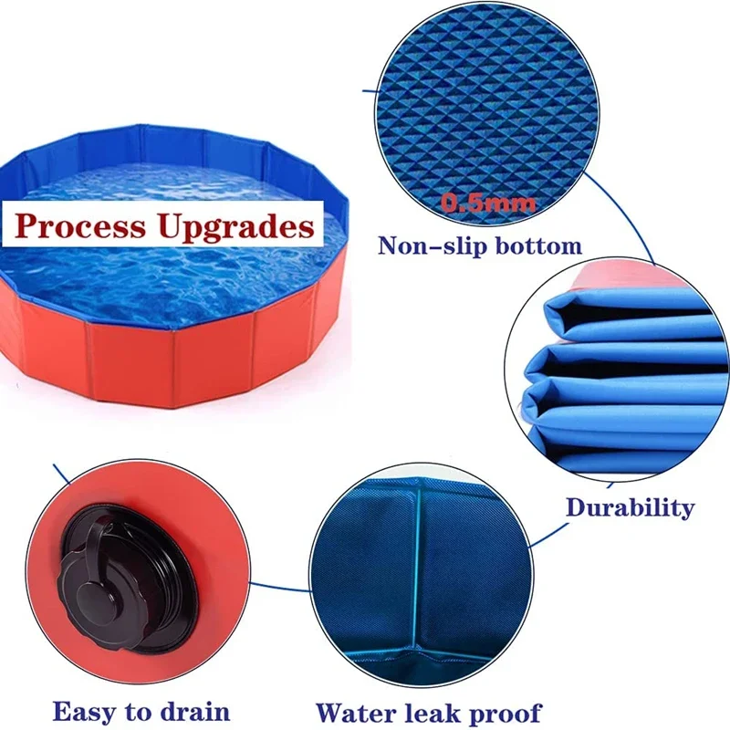 

Foldable Dog Swimming Pool Kids Ball Pool Indoor Outdoor Summer Cool Bath Wash Bathtub 60-80cm Diameter Portable Pet Bathing Tub