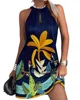 Women Halter Floral Print Mini Loose Dress Summer Female Sleeveless Halter Beachwear Sundress SZE-ST23013 5