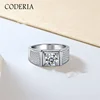 Real Solid 925 Sterling Silver Men's Ring Plated 18K White Gold D color VVS1 Diamond 1-2 Carat Moissanite Rings Luxury Jewelry 1