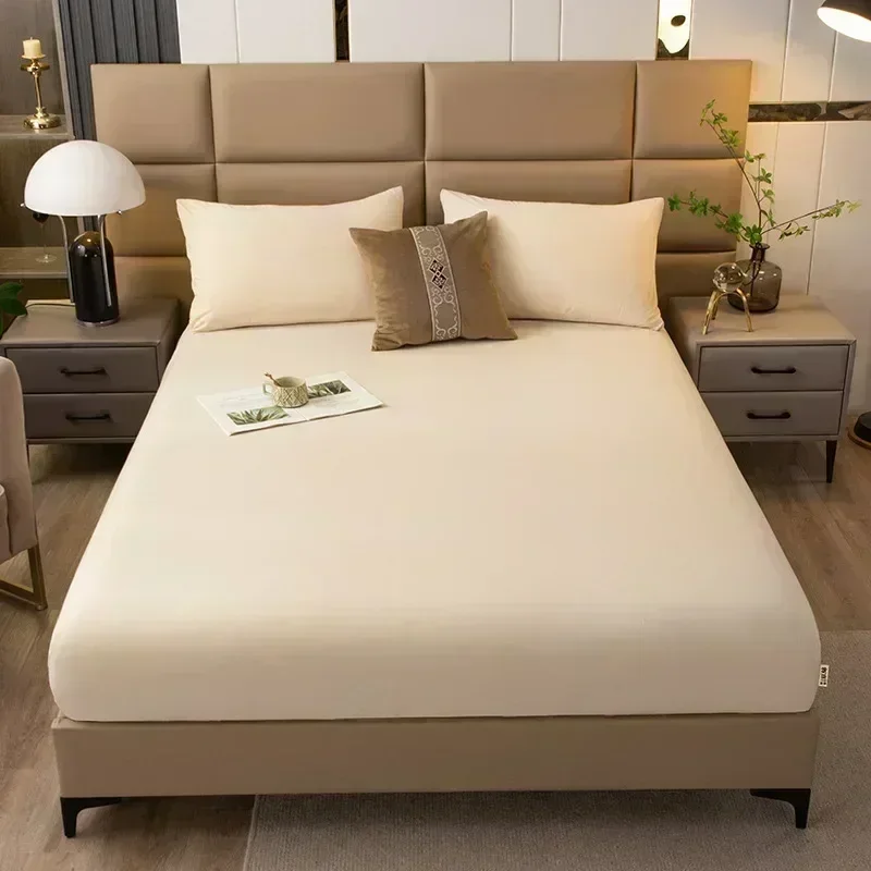 Solid color washed raw cotton sheet, single piece full protection cover, sheet, cover, and mattress 169