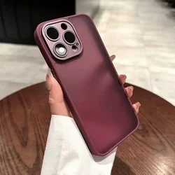 Luxury Shockproof Matte Bumper Phone Case with Transparent Design - iPhone 12 (Claret)