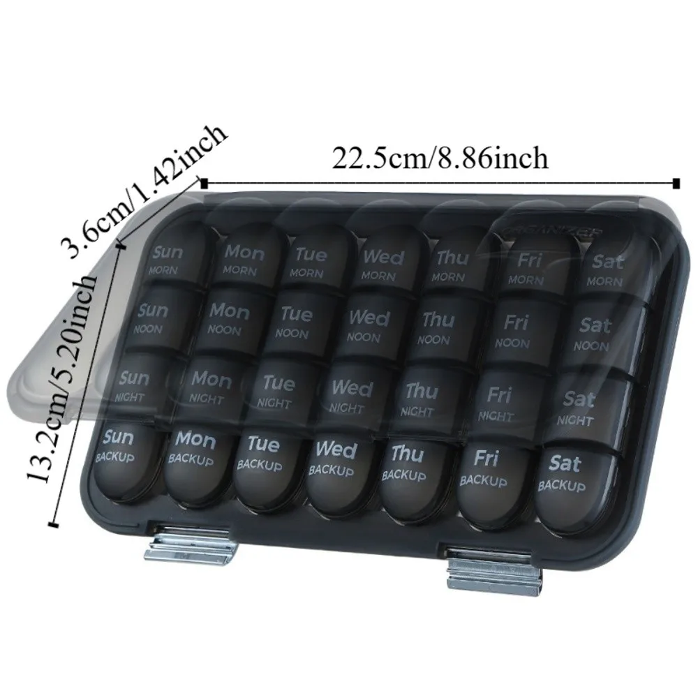 21/28 Grids 7-Day Pill Box Sealed Large Capacity Weekly Pill Organizer Daily Compartments Separate Container Travel Pill Case