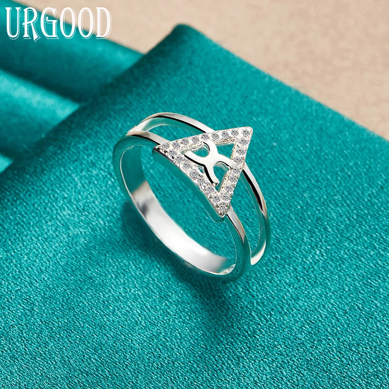

925 Sterling Silver 7-10# AAA Zircon triangle Ring For Women Man Party Engagement Wedding Charm Gift Fashion Jewelry