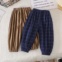 Pantalons d'été décontractés pour enfants de 1 à 6 ans, pantalons de survêtement simples à grille pour garçons, coréens, amples et fins, avec lettres rayées 1