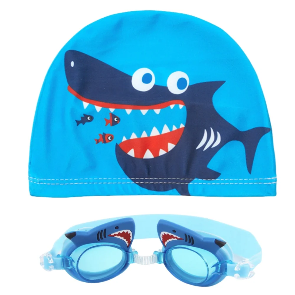 Kit natation enfants lunettes petit format anti-buée avec bonnet - Équipement complet motifs cartoon
