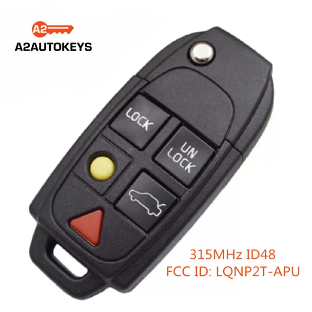 A2autokeys Replacement Smart Flip Remote Key Fob 5 Button 315MHZ ID48 for  VOLVO S60 S80 V70 XC70 XC90 FCC ID: LQNP2T-APU - AliExpress