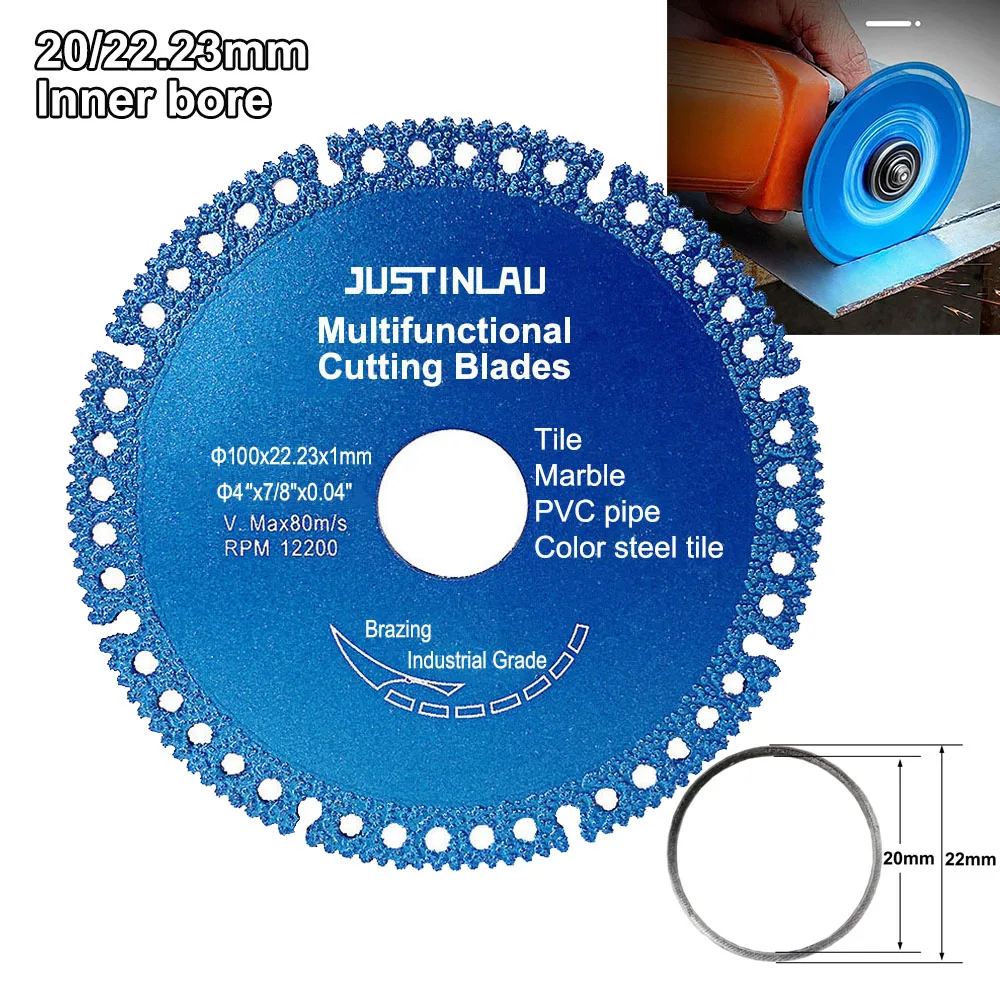 Saw Blades Brazed Diamond Saw Blade for Steel Metal Stone Cast Iron Rebar Aluminum All Purpose Demolition Contractors Cutting Disc 22.23mm