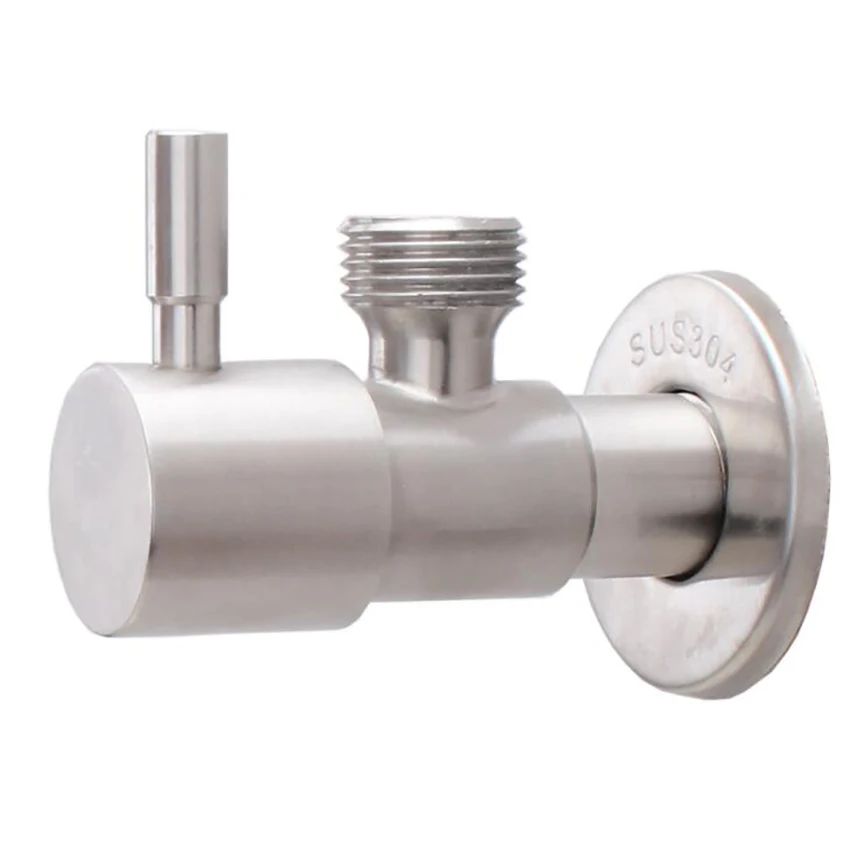 Brushed Water G1/2 Round Handle 304 Stainless Steel Hot And Cold Shut Off Triangular Angle Valves For Bathroom Accessories