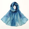 Hot Sale Watercolor Digital Print Chiffon Hijab Scarf Woman Muslim Hijab Shawls Lady Colorful Blue Ethnic Turban Bandana 5