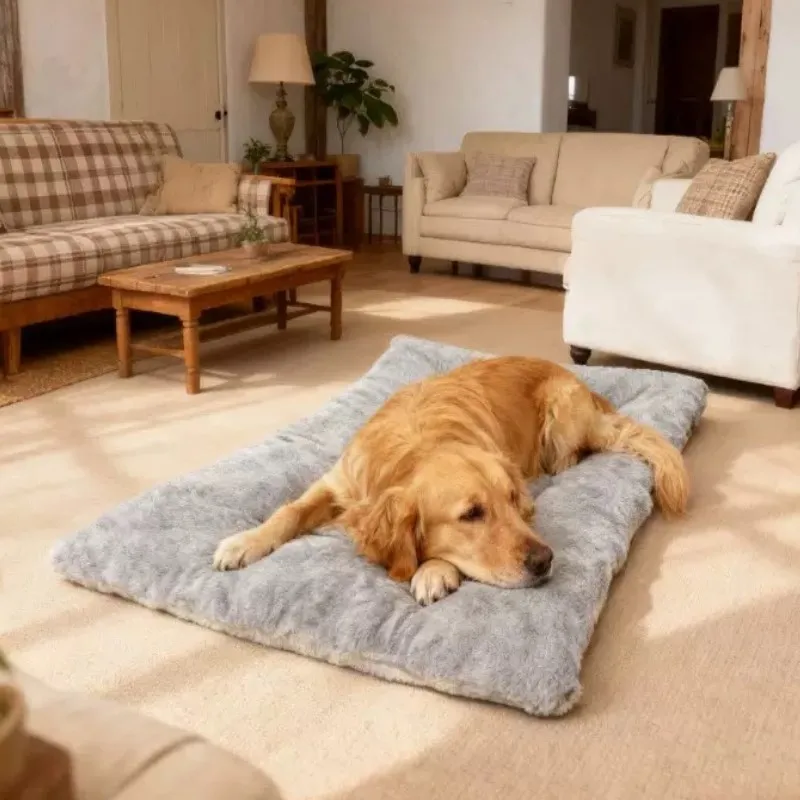 Large Plush Dog Bed Sofa Thickened Super Soft Polyester Pet Mat Dog Crate Mat Bed For Small Medium Large Dog Bed