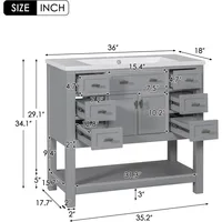 36'' Bathroom Vanity with Single Sink Combo, Modern Bathroom Sink Cabinet with 2 Soft Closing Doors Solid Wood Frame Vanities 2