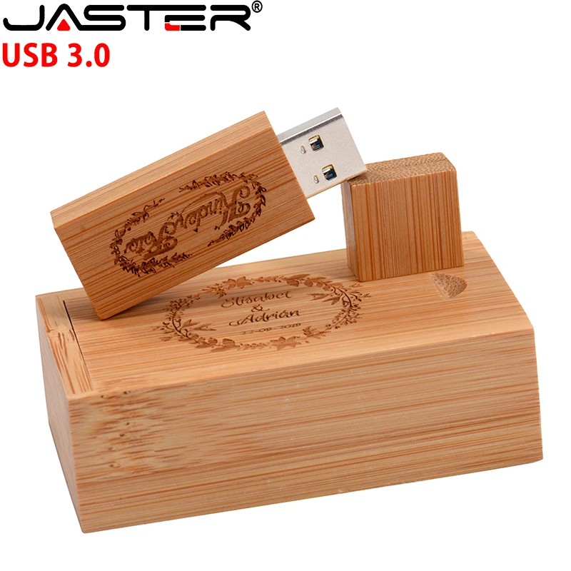 JASTER USB FLASH DRIVE Wooden Custom Logo, USB 3.0 128GB 64GB 32GB Wedding Gift - Image 4