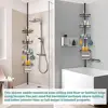 Stainless Steel Corner Shower Caddy Tension Pole Organizer Bathroom Shelf Stand Bathtub Storage Rack Non-Slip Design Rustproof 2