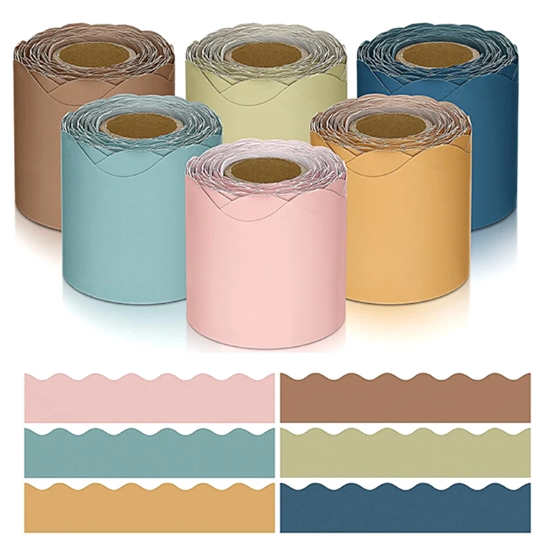 

6 Rolls 196.8 Ft Color Classroom Borders For Bulletin Board Scalloped Bulletin Board Paper