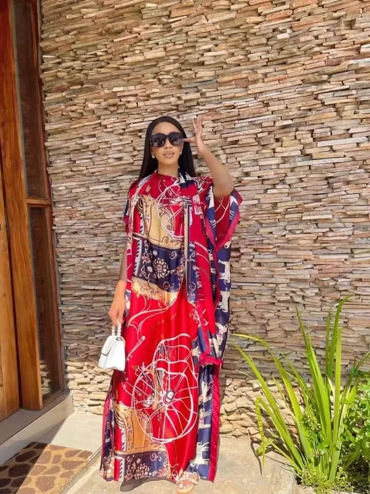 

Dress Length:130cm Bust:130cm New Fashion dresses Bazin Print Dashiki Women Long Blouse Yomadou Color Pattern oversize