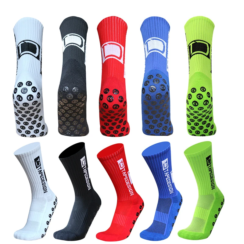 Мужские новые силиконовые женские футбольные носки 2023 Tapedesign, спортивные круглые Нескользящие футбольные носки