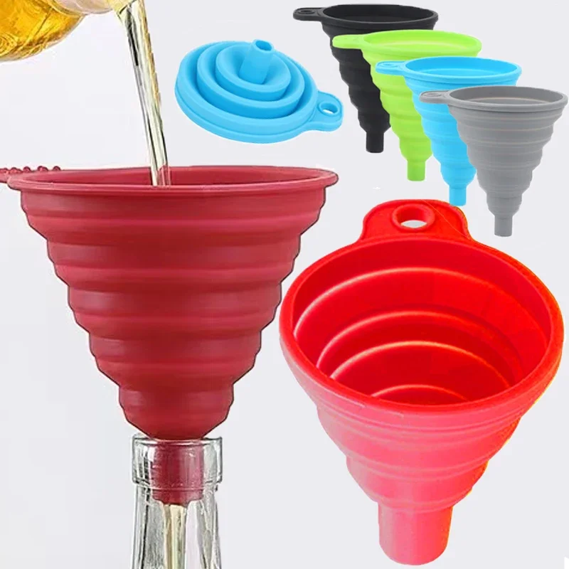 Universal Car Engine Funnel Silicone Liquid Funnel Washer Fluid Change Foldable Portable Auto Engine Oil Petrol Change Funnel top selling funnel gasoline oil fuel petrol diesel liquid washer fluid change fill transfer universal collapsible silicone