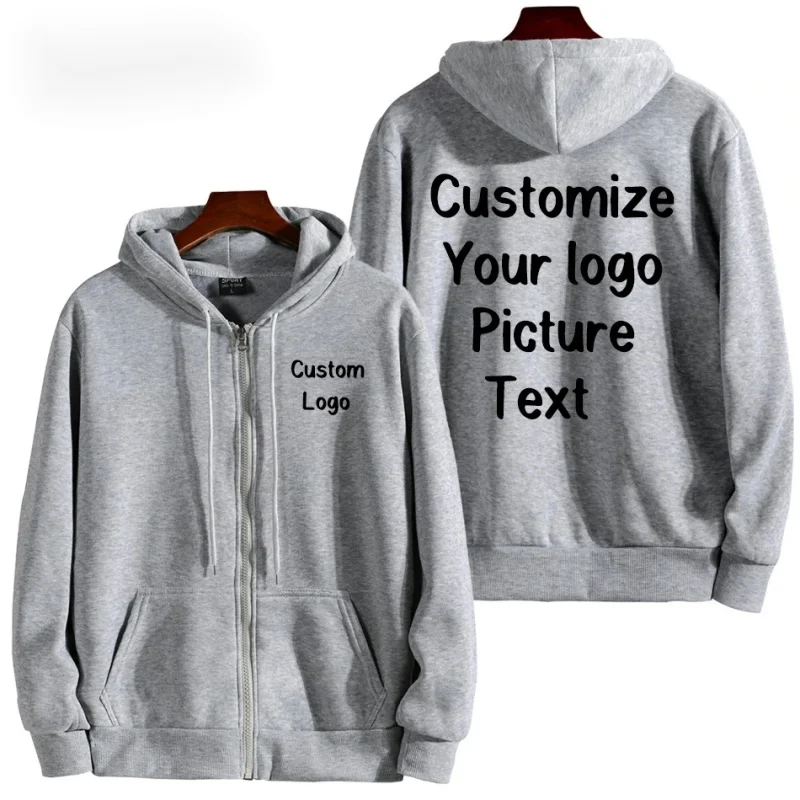 Custom Your Logo Zipper Hoodies Women Men Fashion Long Sleeve Hooded Sweatshirt Hot Sale Casual Autumn Winter Sportwear Clothes 3