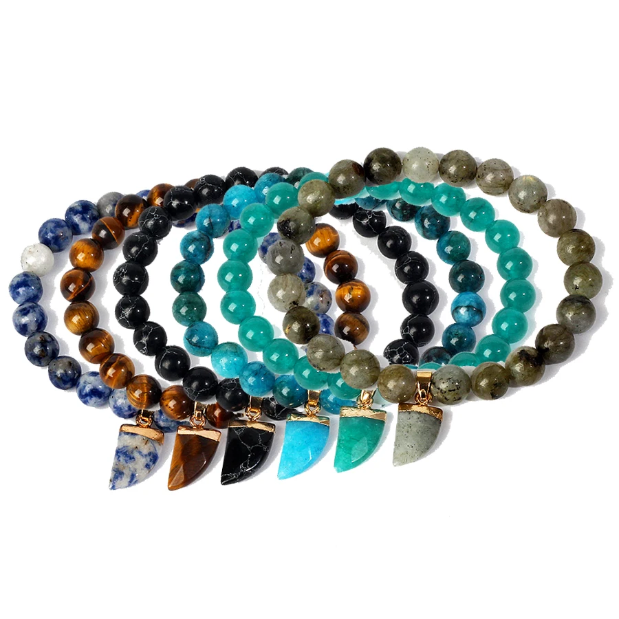 Tiger Eye Stone Horn Charm Bracelets for Women Nature Onyx Quartzs Turquois Amethysts Beaded Bracelets Men Couple Amulet Jewelry - Image 2