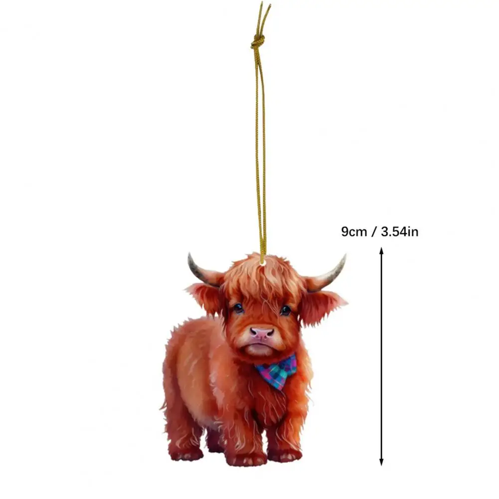

Brown Car Pendant with Lanyard Cow Shape Car Hanging Pendant Delicate Cow Design Car Hanging Decor Auto Accessories
