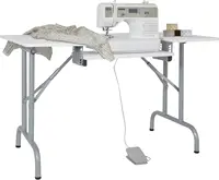 Sew Ready Folding Multipurpose Sewing Table - 47.5"" W X 28"" D Foldable White Hobby And Sewing Machine Table With Adjustable 1
