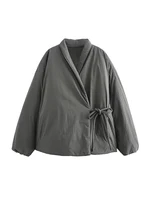 Mode à lacets rembourré coton veste femmes 2025 hiver décontracté lâche Parkas manteau Vintage vêtements d'extérieur femme chaud matelassé vêtements d'extérieur 6