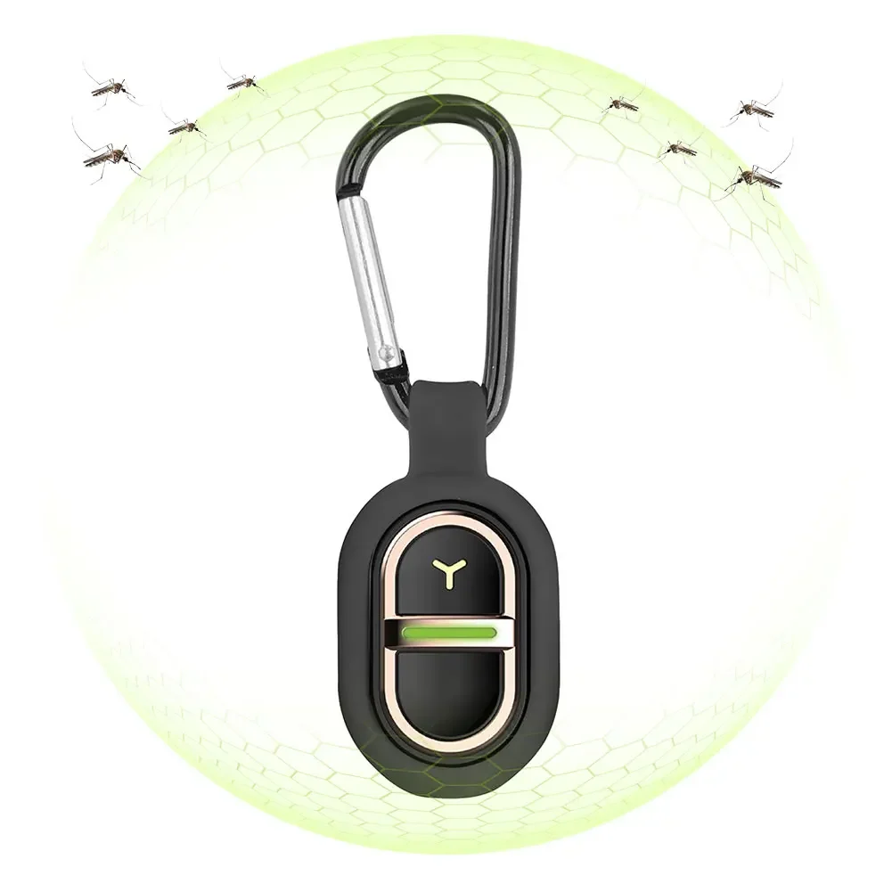 1-5pcs Ultrasonic Mini Mosquito Repellent with Carabiner Lightweight Anti-mosquito Bite Pendant for Kids Adults Outdoor Camping