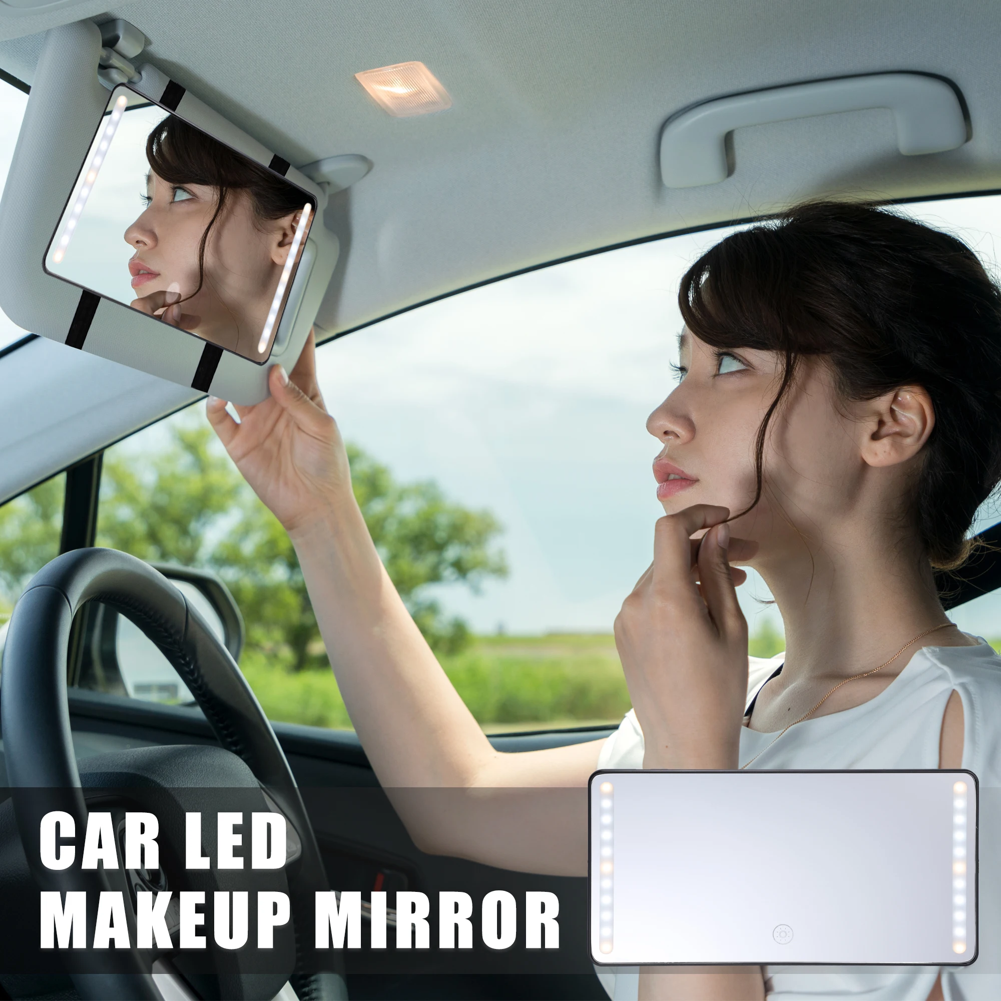 Auto Innen Visier Spiegel Make-Up Spiegel LED Schalter Sonne Hohe Klar  Gebaut-in Lithium-Batterie Sensor Einstellbare Auto Zubehör - AliExpress