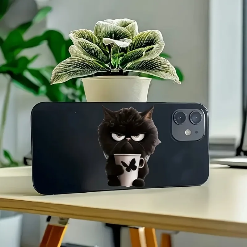 Adorable Black Cat Portable Phone Stand | Acrylic Folding Grip Holder