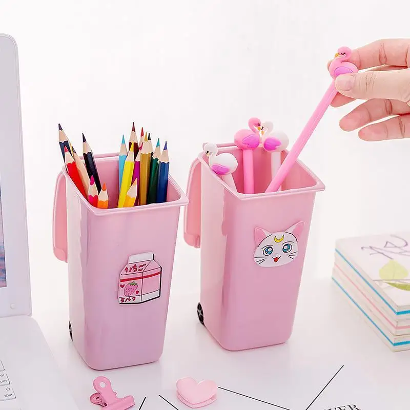 

Trash Can Desktop Stationery Cosmetic Sundries Organizer Pencil Stand Office Desk Storage Accessories Pen Holder