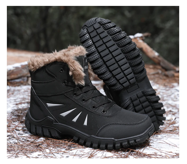 Fujeak Winter Warm Non-slip Snow Boots Tactical Military Boots Desert Combat Boots Waterproof Walking Shoes Cotton Shoes for Men