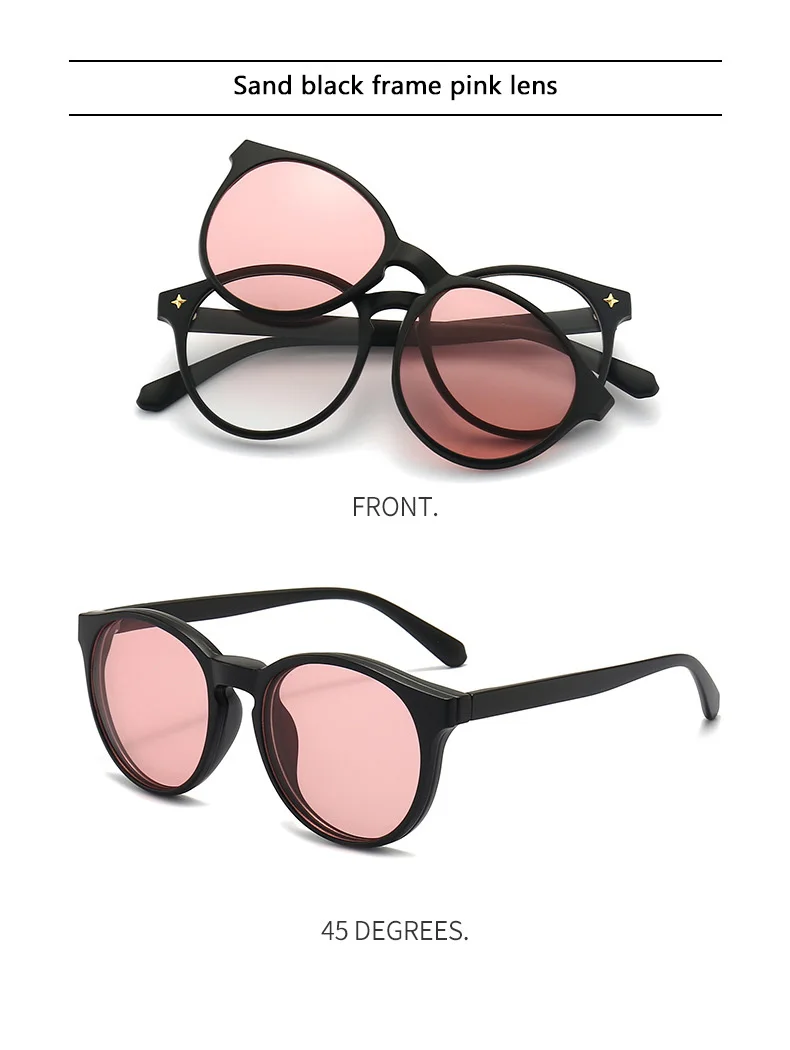 6-in-1 polarisierte Sonnenbrille für Herren und Damen, magnetische Clip-on-Brille, TR90, optische Brillengestelle mit Sehstärke, Magnetklammern 2231 – Detail 19