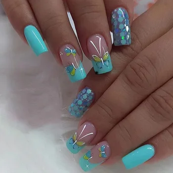 Hot-Blue-Green-Butterfly-Nail-Art-Square-False-Nails-Love-Design-Fake-Nails-Fake-Fingernails-Full jpg