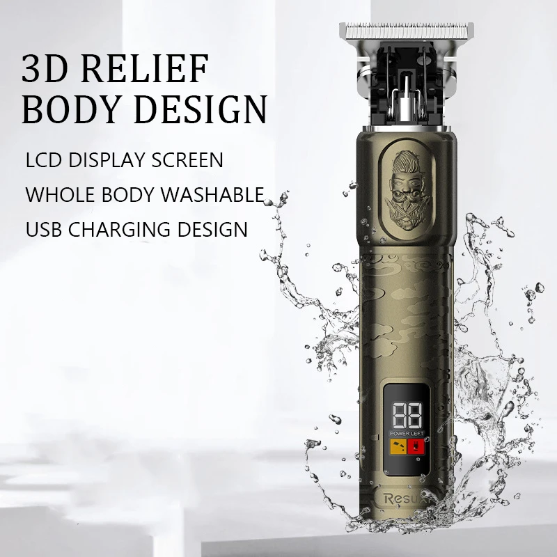 T9 LCD Electric Hairdresser Oil Shaving Head Electric Pusher Carving Pusher Clipper Hair Precision Trimmer Men Care