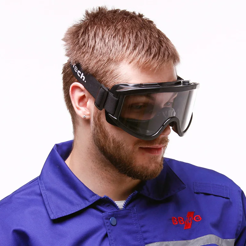 Vue de côté des lunettes de sécurité anti-impact et anti-éclaboussures chimiques avec ventilation indirecte