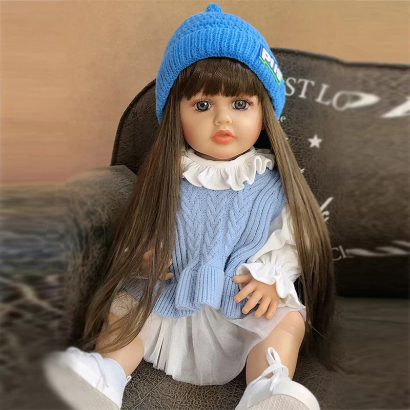 

22 Inch 55CM Reborn Dolls Realistic Full Silicone Baby Bebe Newborn Girl Doll Princess Toddler mini dolls Toy Gift