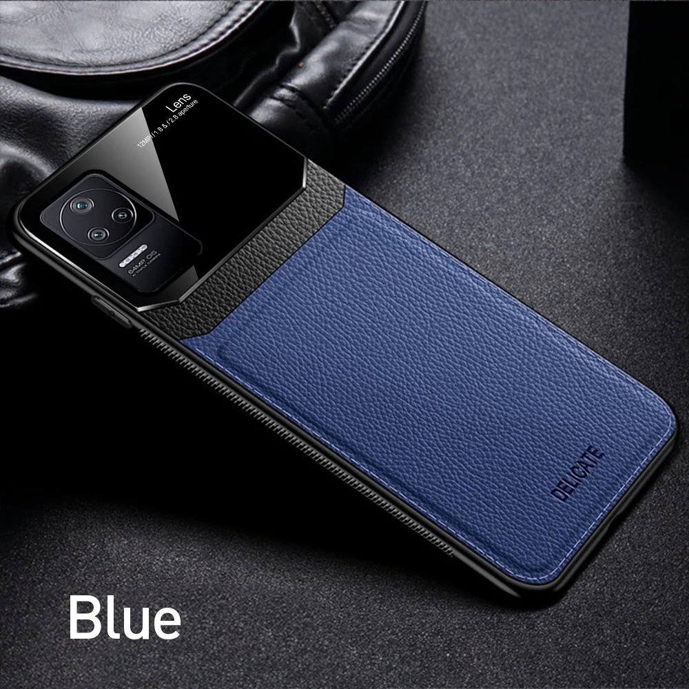 PocoF4 Case Leather Plexiglass Back Cover For Xiaomi Poco F4 F 4 5G TPU Soft Frame Shockproof Protect Fundas Poxo Poko L_voghion.com