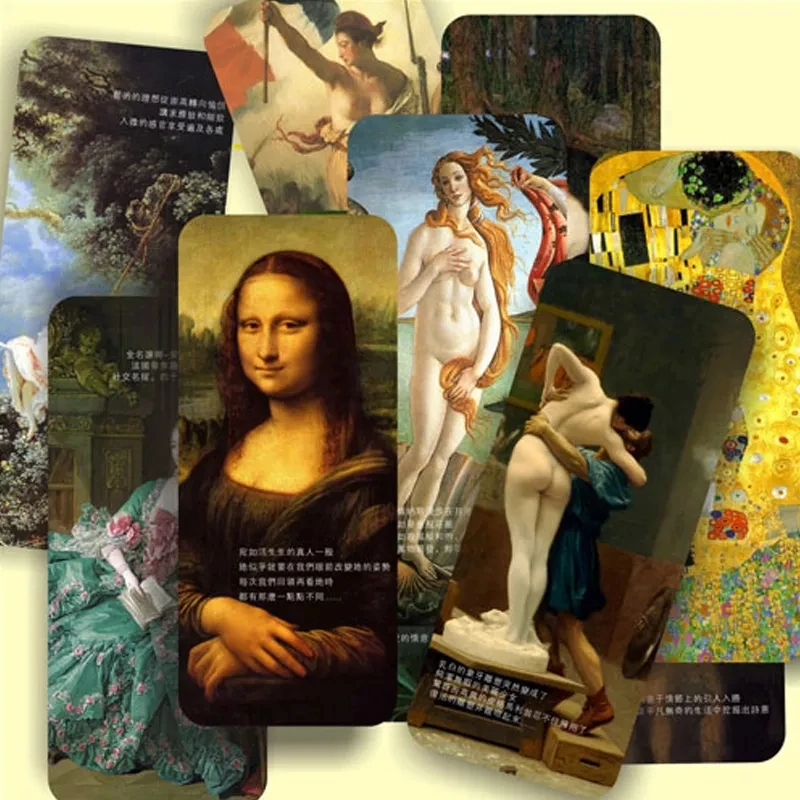 World Famous Painting Retro Cardboard Bookmark Mona Lisa Book Holder Gift Stationery 10 Pcs/Set floral painting bookmark,bookmarks stationery supplies