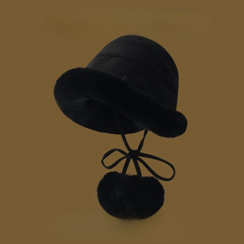 Women's New Winter Hat with Plush Fisherman Hat for Warmth, Windproof and Ear Protection,  Suitable  for  Outdoor  Play