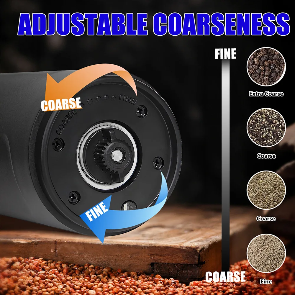 Electric Pepper Grinder,Home Mini Intelligent Salt Pepper Mills, Freshly Ground Seasoning Bottle With LED Light,Pepper Grinder