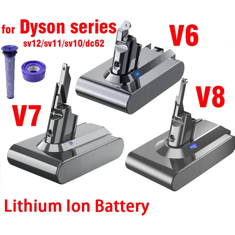 

New for Dyson V6 V7 V8 V10 Rechargeable Lithium Ion Batteries, Absolute Vacuum Cleaner SV10 SV11 SV12 SV03 DC62 Li-ion Battery