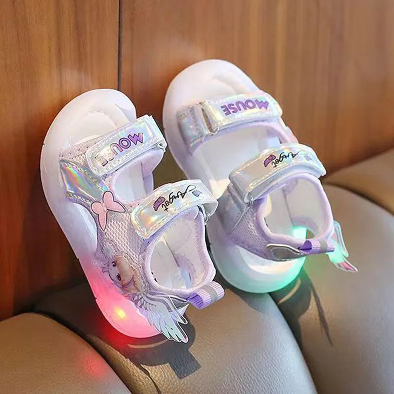 

Baby Girl 0-3-7 Years Old Girl Light-up Soft-soled Princess Shoelace Flashing Light Breathable Toddler Shoes Sandals for Girls