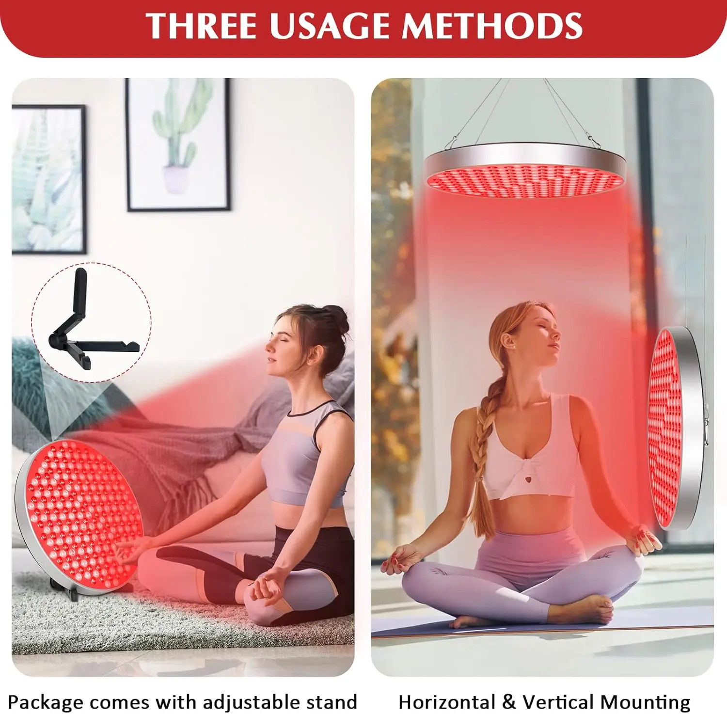 NEW Red Therap Lamp LED Panel (Round)with Stand, 660 &850nm Near Infrared Light Combo, For Pain Relief Bod, Skin_voghion.com