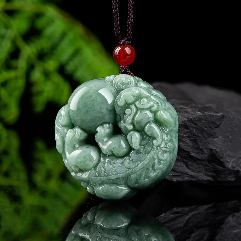 

jade Lucky Pixiu good luck ice species necklace Pendant Fashion and elegant personality Charm male female Jewelry Gift