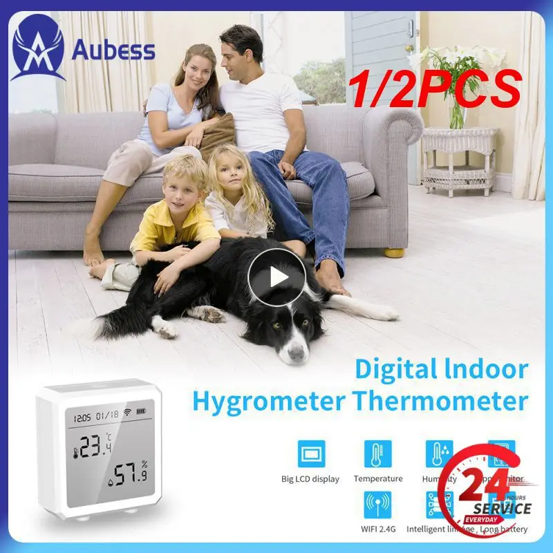 

1/2PCS Tuya Smart WIFI Temperature And Humidity Sensor Indoor Hygrometer Thermometer With LCD Display Support Alexa