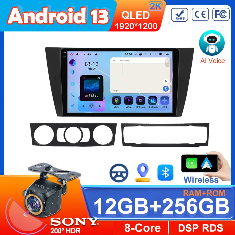 Wireless CarPlay Android Auto Radio For BMW E90 E91 E92 E93 3 Series 2005 -2013 Car Multimedia Player Navigation GPS No 2din DVD