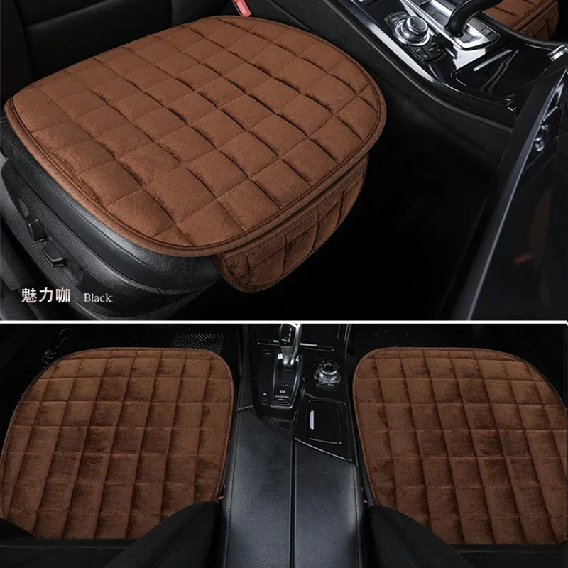 1pc Soft Plush Car Seat Cushion Warm Cozy Non-Slip Bottom with Handy Pocket Ergonomic Seat Pad Universal Fit for Sedan SUV Truck